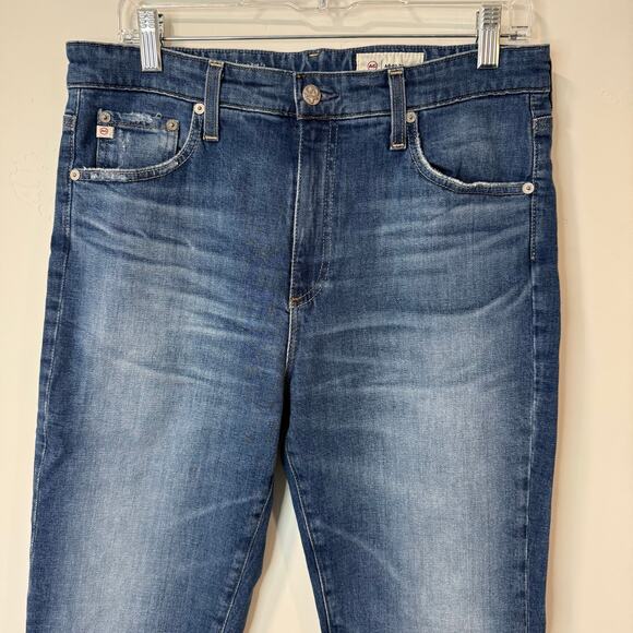 AG Adriano Goldschmied Farrah Boot Crop Jeans High Rise Blue Denim 31 - Picture 3 of 9